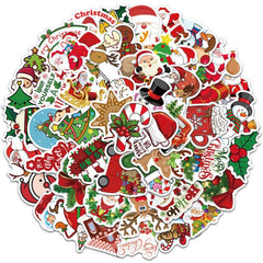 50pcs Christmas Stickers for Water Bottles Laptops DIY Projects