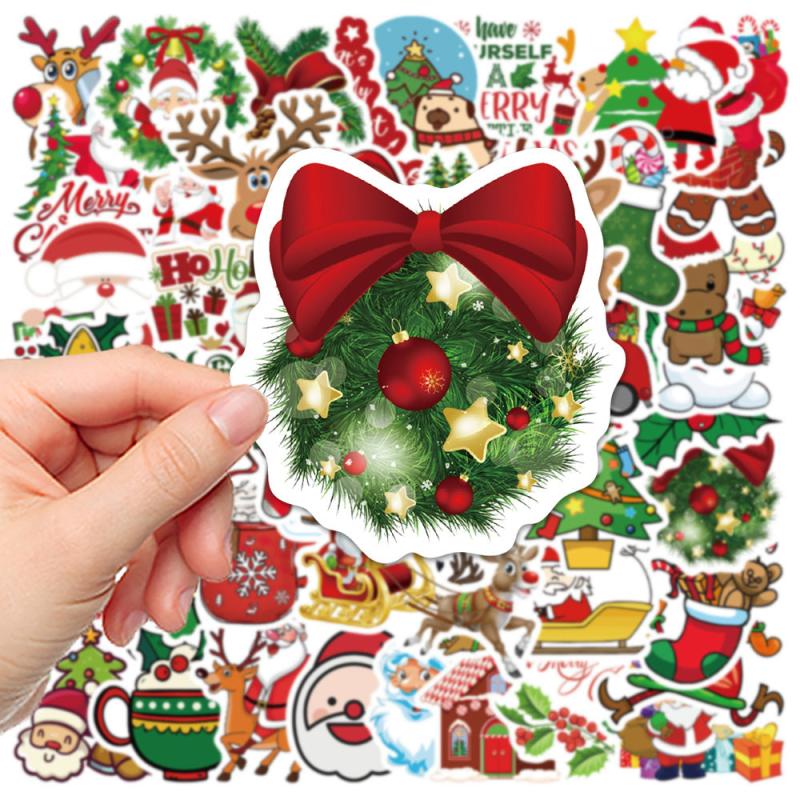 50pcs Christmas Stickers for Water Bottles Laptops DIY Projects