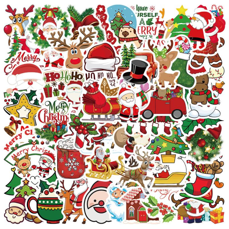 50pcs Christmas Stickers for Water Bottles Laptops DIY Projects