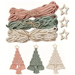 3pcs DIY Woven Christmas Tree Kit Wall Hanging Rope Decoration