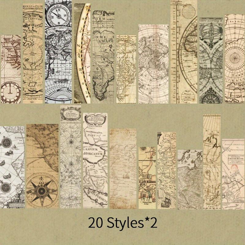 40pcs Vintage Plant Butterfly Washi Sticker Pack for DIY Scrapbooking