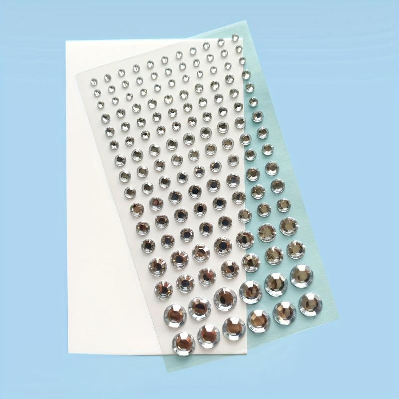5pcs Diamond Beauty Stickers Assorted Sizes Round 3D Decoration Stickers