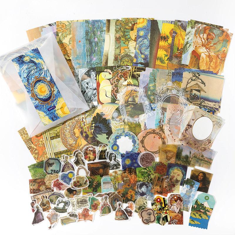 200pcs Vintage Scrapbooking Supplies Kit Washi Stickers Note Paper