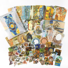 200pcs Vintage Scrapbooking Supplies Kit Washi Stickers Note Paper