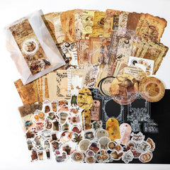200pcs Vintage Scrapbooking Supplies Kit Washi Stickers Note Paper