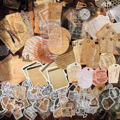 200pcs Vintage Scrapbooking Supplies Kit Washi Stickers Note Paper