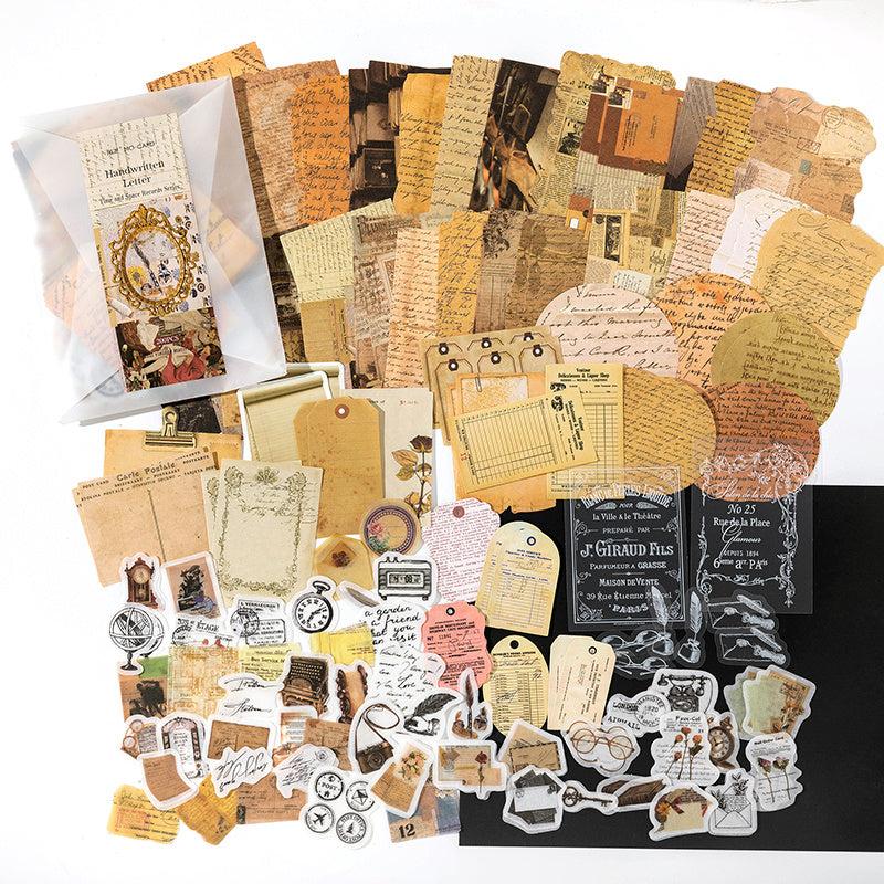 200pcs Vintage Scrapbooking Supplies Kit Washi Stickers Note Paper