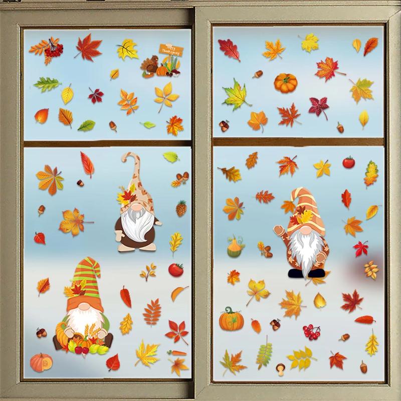 Autumn Window Decoration Thanksgiving Adhesive Stickers DIY Glass Decor