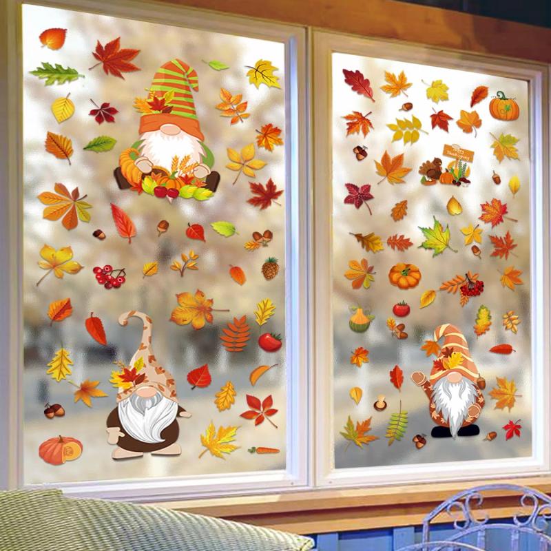 Autumn Window Decoration Thanksgiving Adhesive Stickers DIY Glass Decor