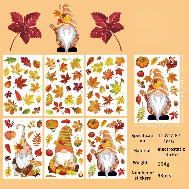 Autumn Window Decoration Thanksgiving Adhesive Stickers DIY Glass Decor