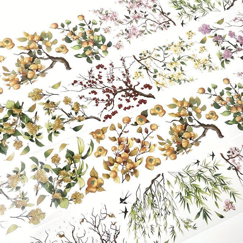 Crystal Flower Twig PET Tape 2m Roll Transparent Waterproof Decorative Adhesive