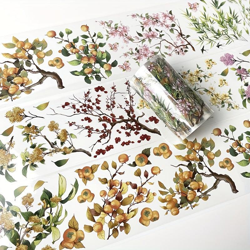 Crystal Flower Twig PET Tape 2m Roll Transparent Waterproof Decorative Adhesive