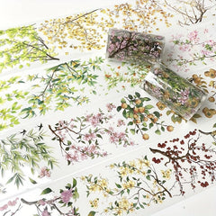 Crystal Flower Twig PET Tape 2m Roll Transparent Waterproof Decorative Adhesive
