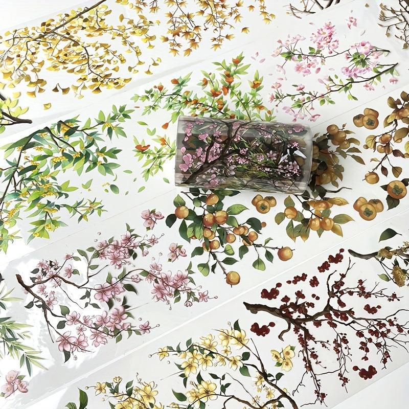 Crystal Flower Twig PET Tape 2m Roll Transparent Waterproof Decorative Adhesive