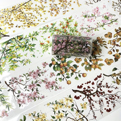 Crystal Flower Twig PET Tape 2m Roll Transparent Waterproof Decorative Adhesive