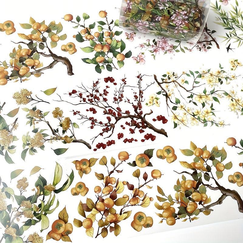 Crystal Flower Twig PET Tape 2m Roll Transparent Waterproof Decorative Adhesive
