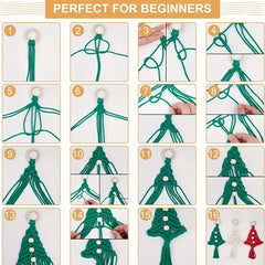 3pcs DIY Woven Christmas Tree Kit Hand Woven Cotton Rope Decoration Gift