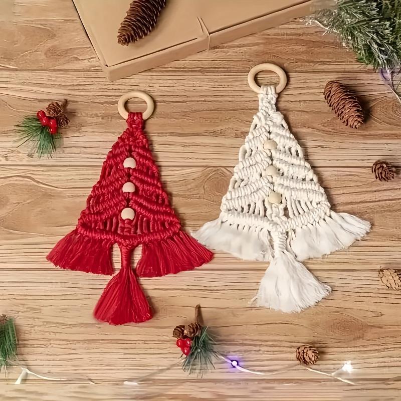 3pcs DIY Woven Christmas Tree Kit Hand Woven Cotton Rope Decoration Gift