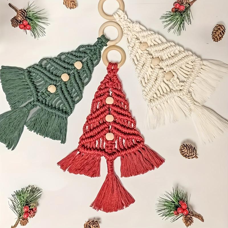 3pcs DIY Woven Christmas Tree Kit Hand Woven Cotton Rope Decoration Gift