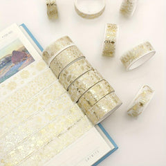 Golden Plant Flower Washi Tape Set Foil Adhesive Sticker Scrapbooking Stationery