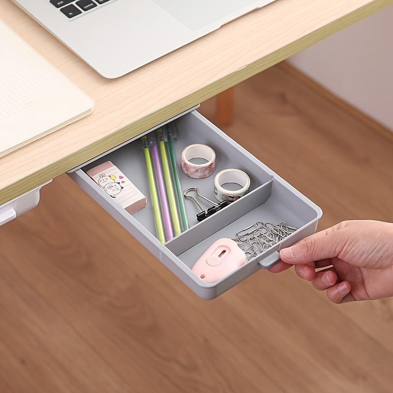 Hidden Under Table Storage Box Drawer Desk Stationery Pencil Case