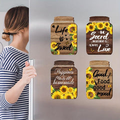 4pcs Sunflower Decorative Painting Wall Sticker Kitchen Decor Wall Decal