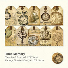 Retro Clock Washi Tape Set for Scrapbooking Supplies