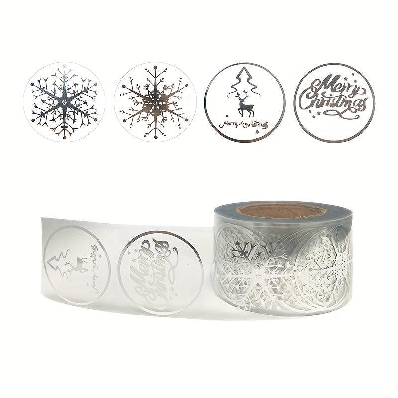 500pcs 1in 2 Round Snowflake Self-Adhesive Sealing Sticker