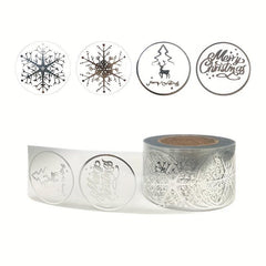500pcs 1in 2 Round Snowflake Self-Adhesive Sealing Sticker