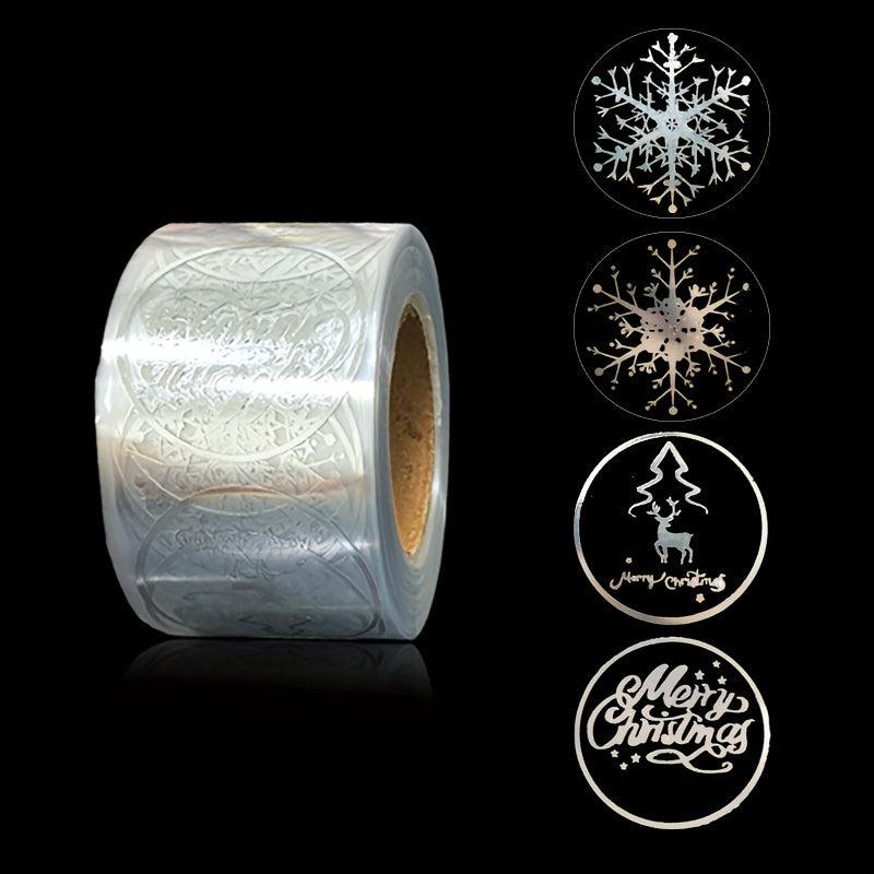 500pcs 1in 2 Round Snowflake Self-Adhesive Sealing Sticker