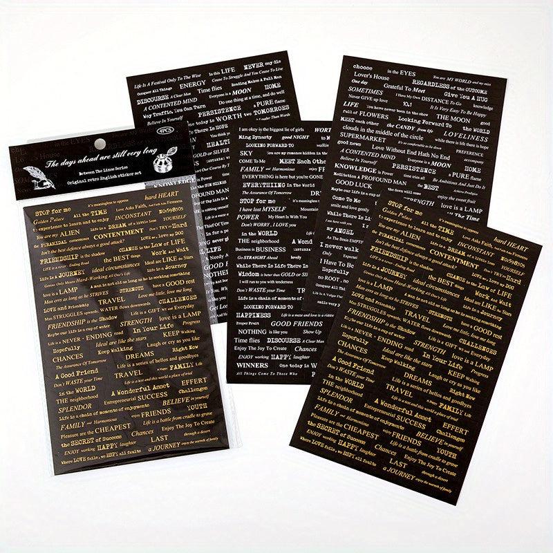 4pcs Vintage English Poetry Sticker Pack Memories Scrapbooking Label Journal
