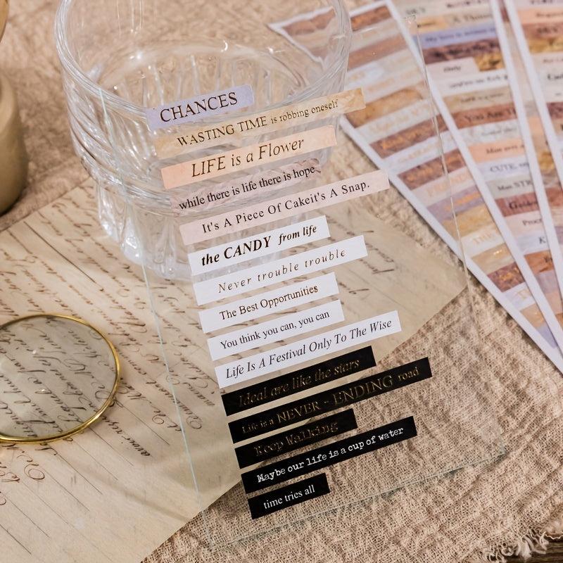 4pcs Vintage English Poetry Sticker Pack Memories Scrapbooking Label Journal