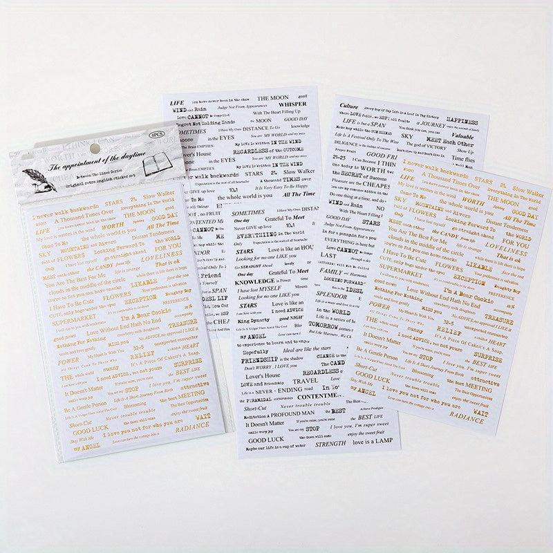 4pcs Vintage English Poetry Sticker Pack Memories Scrapbooking Label Journal