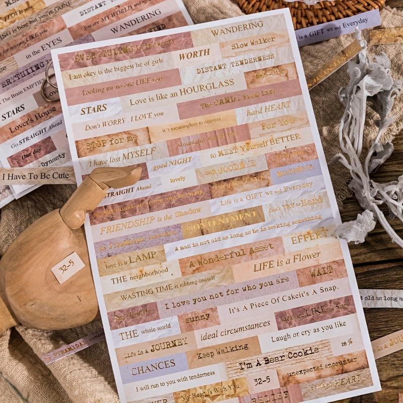 4pcs Vintage English Poetry Sticker Pack Memories Scrapbooking Label Journal