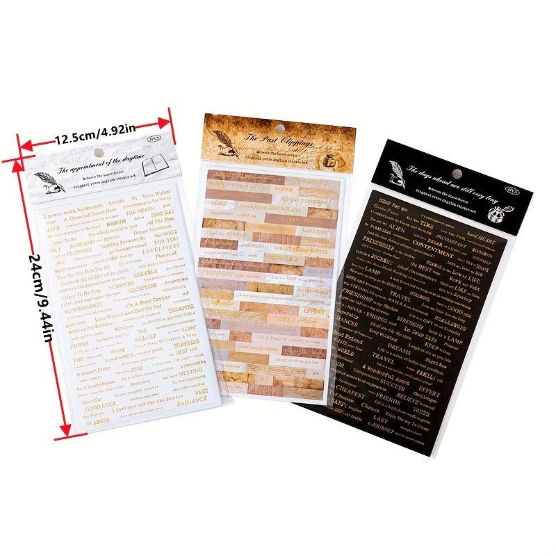 4pcs Vintage English Poetry Sticker Pack Memories Scrapbooking Label Journal