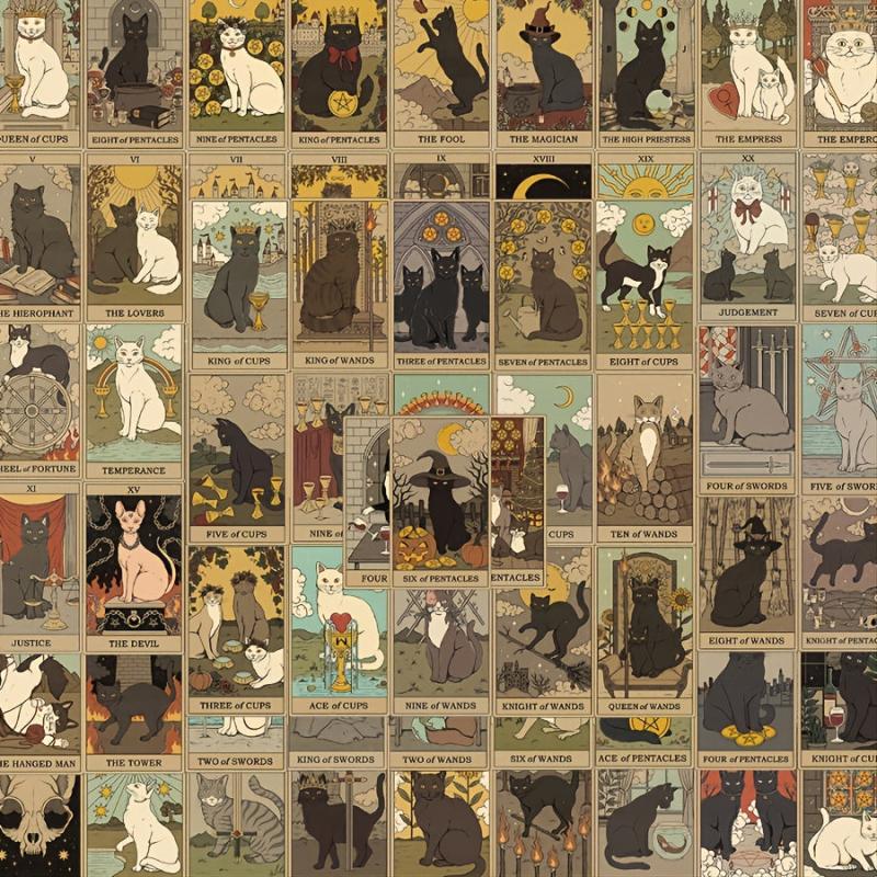 72pcs Cat Tarot Horoscope Stickers for DIY Arts & Crafts