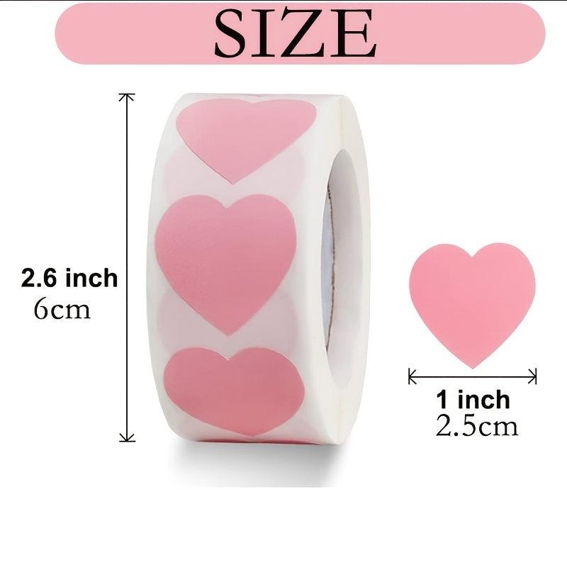 500 Pink Heart Stickers 2.54cm Wedding Invitation Decals