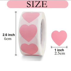 500 Pink Heart Stickers 2.54cm Wedding Invitation Decals