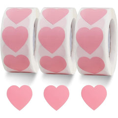 500 Pink Heart Stickers 2.54cm Wedding Invitation Decals