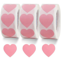 500 Pink Heart Stickers 2.54cm Wedding Invitation Decals