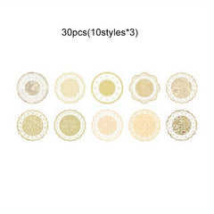30pcs Round Lace Scrapbook Paper Vintage Supplies Journaling Craft DIY