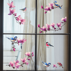 Removable Window Decal Birds Branch Flowers Wall Sticker Self adhesive DIY