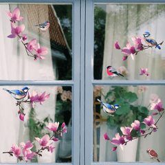 Removable Window Decal Birds Branch Flowers Wall Sticker Self adhesive DIY