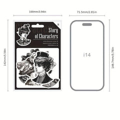 30 Sheets Retro Characters DIY Decoration Stickers - 6 Styles