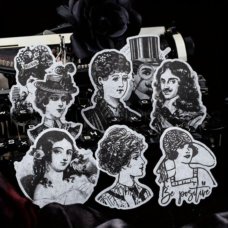 30 Sheets Retro Characters DIY Decoration Stickers - 6 Styles