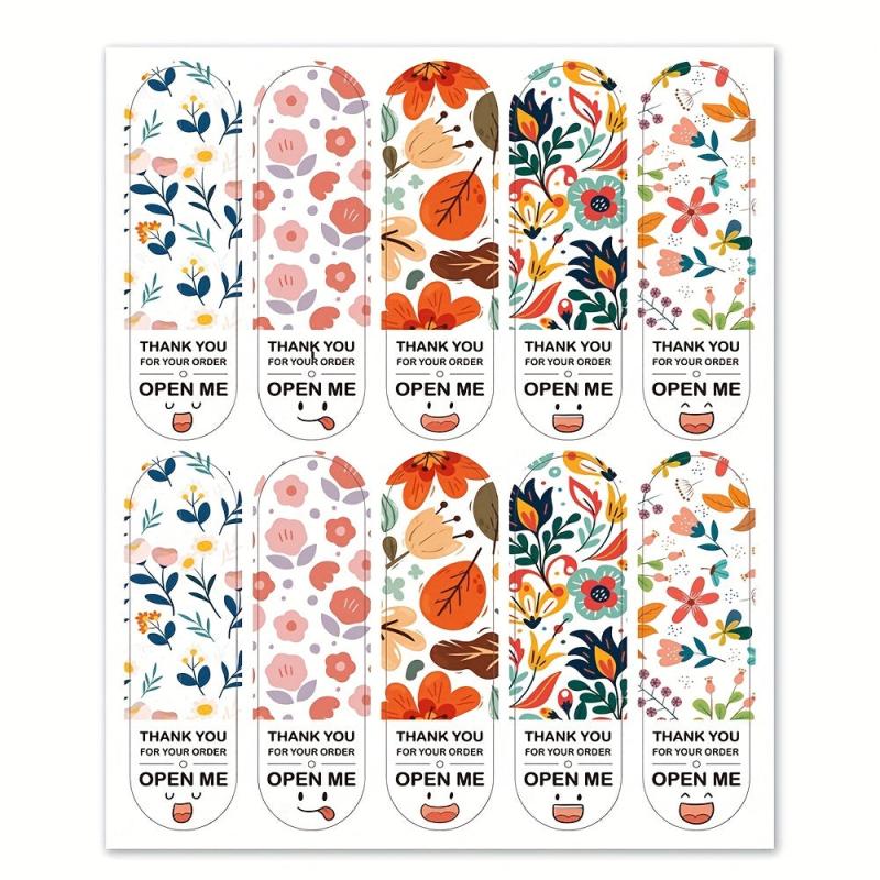 100pcs Thank You For Your Order Floral Labels Sticker
