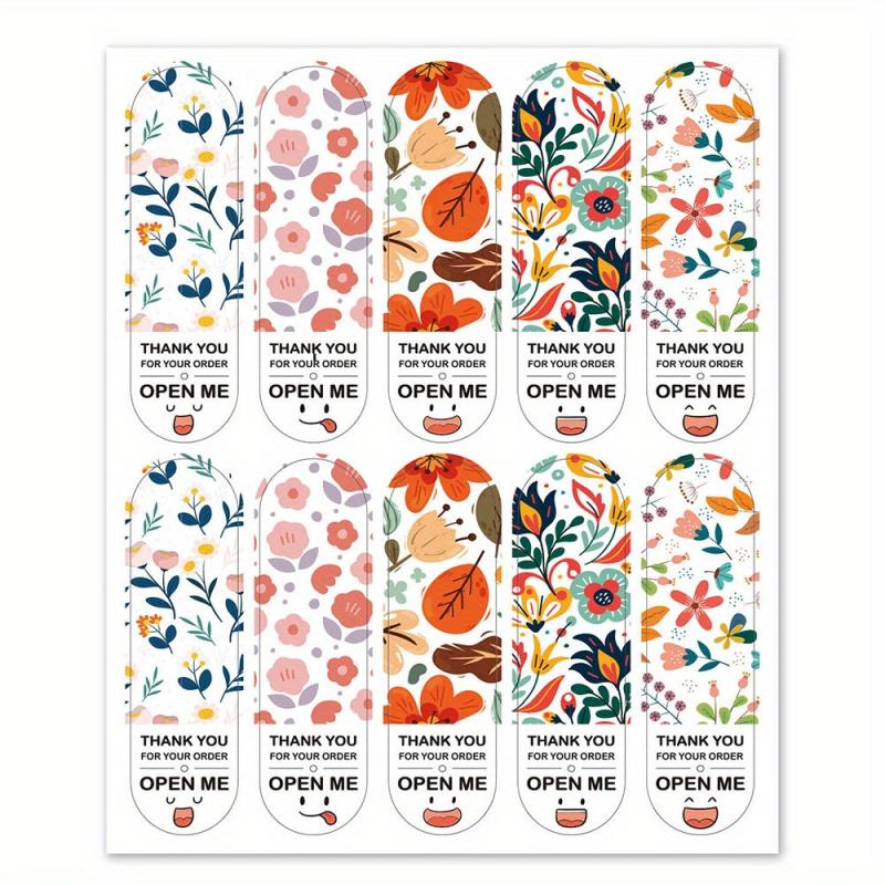 100pcs Thank You For Your Order Floral Labels Sticker