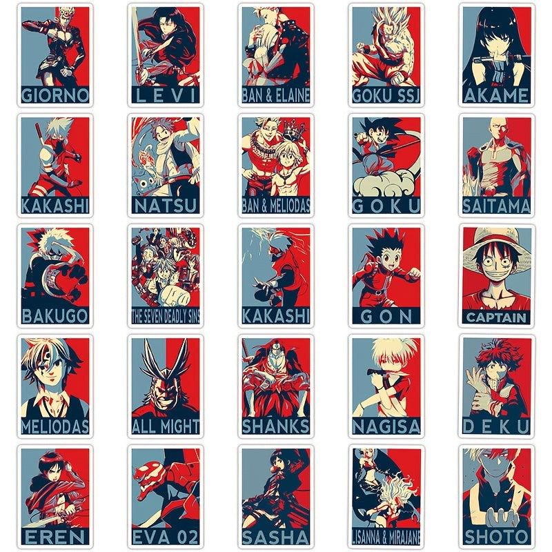 50pcs 2D Poster Animation Graffiti Sticker Diy Creative Toys