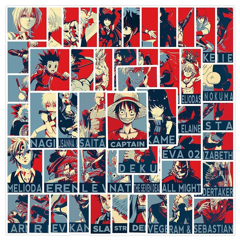 50pcs 2D Poster Animation Graffiti Sticker Diy Creative Toys