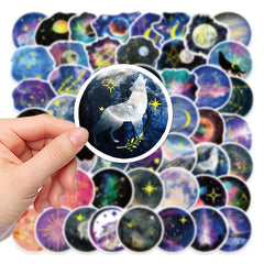 50pcs Moon Starry Sky Waterproof Stickers for Motorcycle Laptop